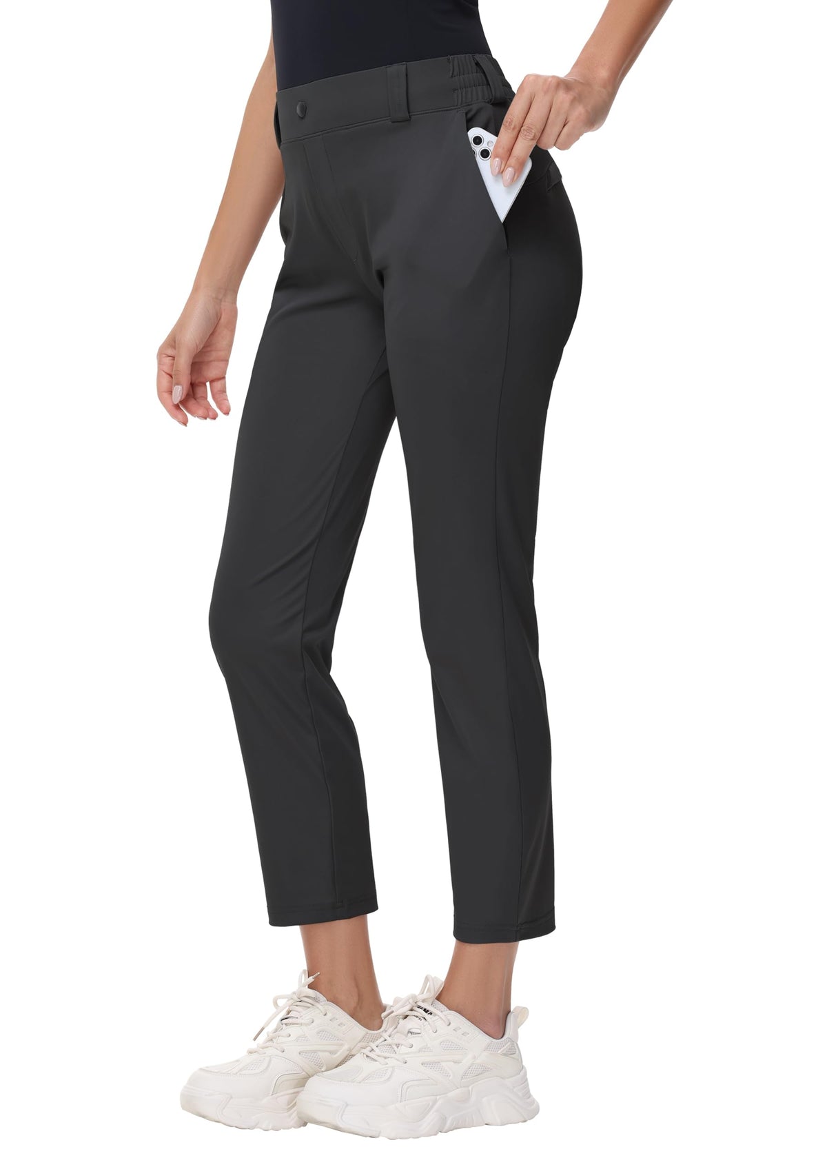 MIVEI women's stretch golf pant waistband detail for a sleek office look.