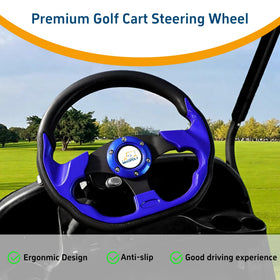 Mixopoly ergonomic 12.5-inch steering wheel highlighting comfortable grip for long drives.