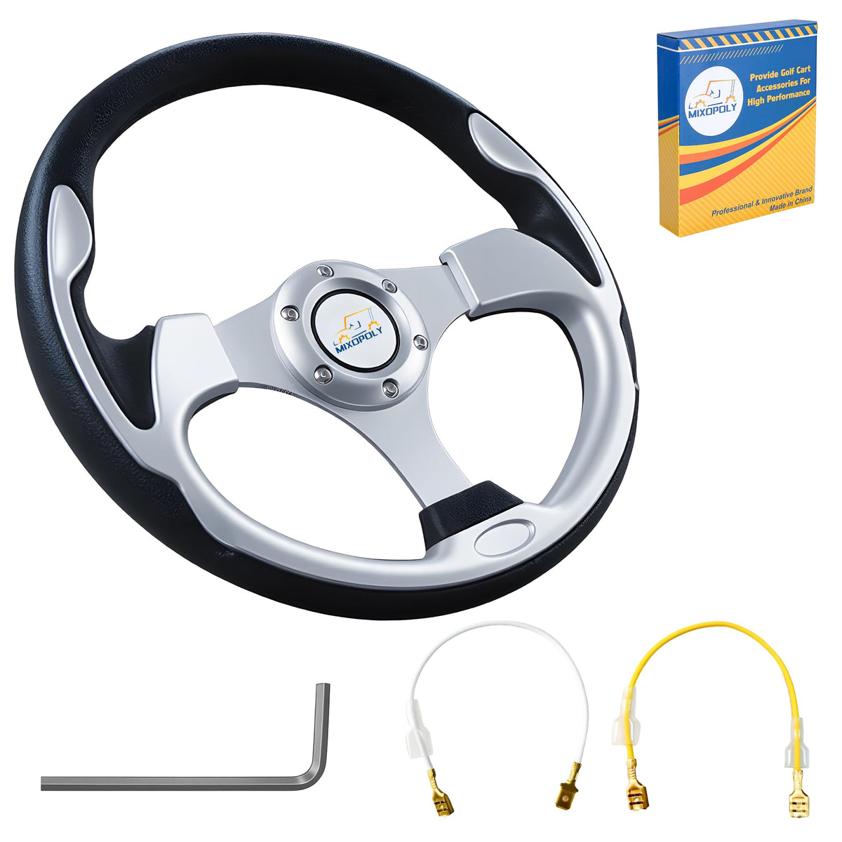 Mixopoly 12.5 inch steering wheel front view with non-slip grip