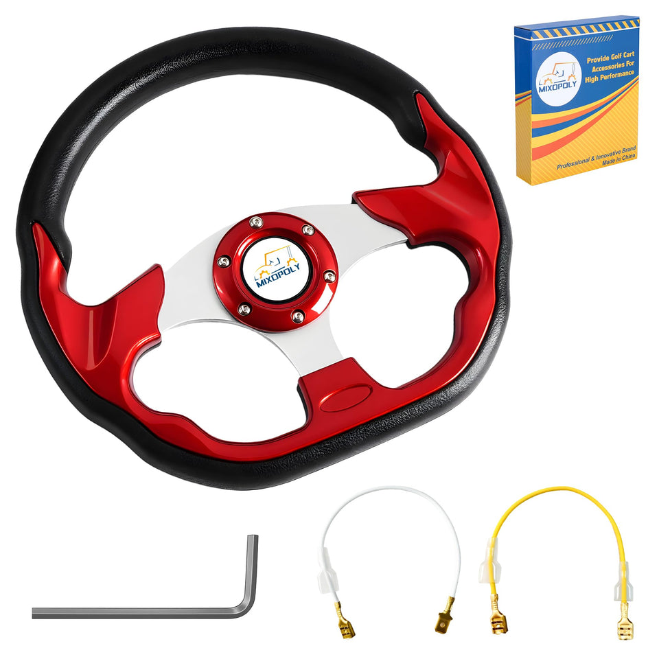 Mixopoly 12.5-inch steering wheel with non-slip grip for better golf cart control
