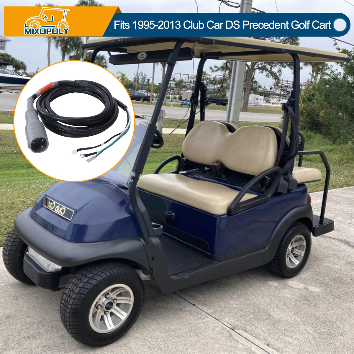 Mixopoly 3-pin male plug showing easy Club Car connection