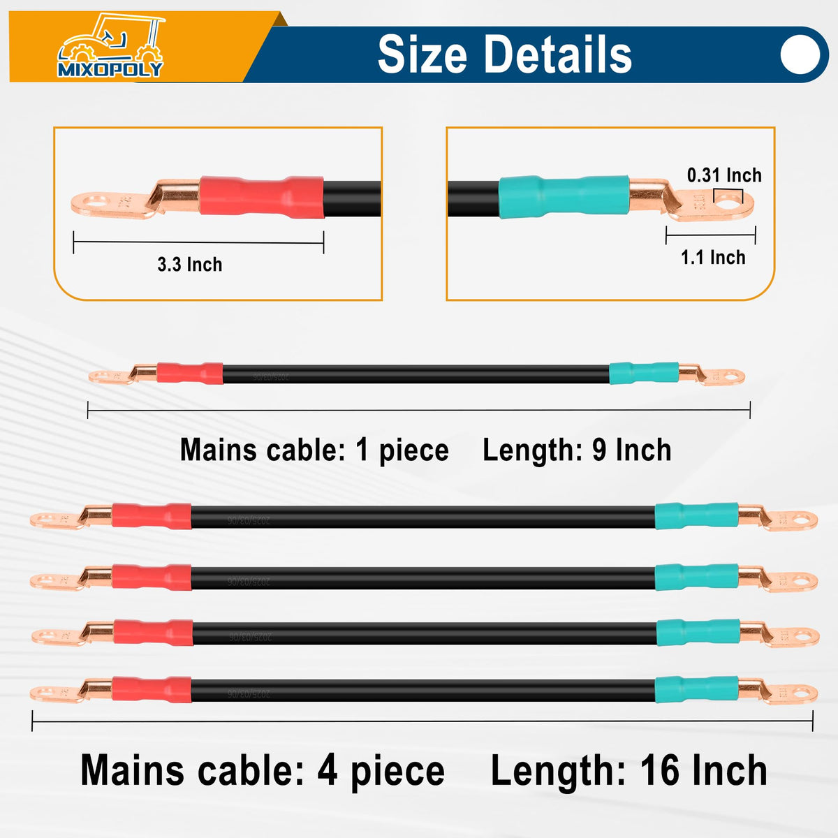Mixopoly 4 gauge long 16 inch cable for extended power routing.