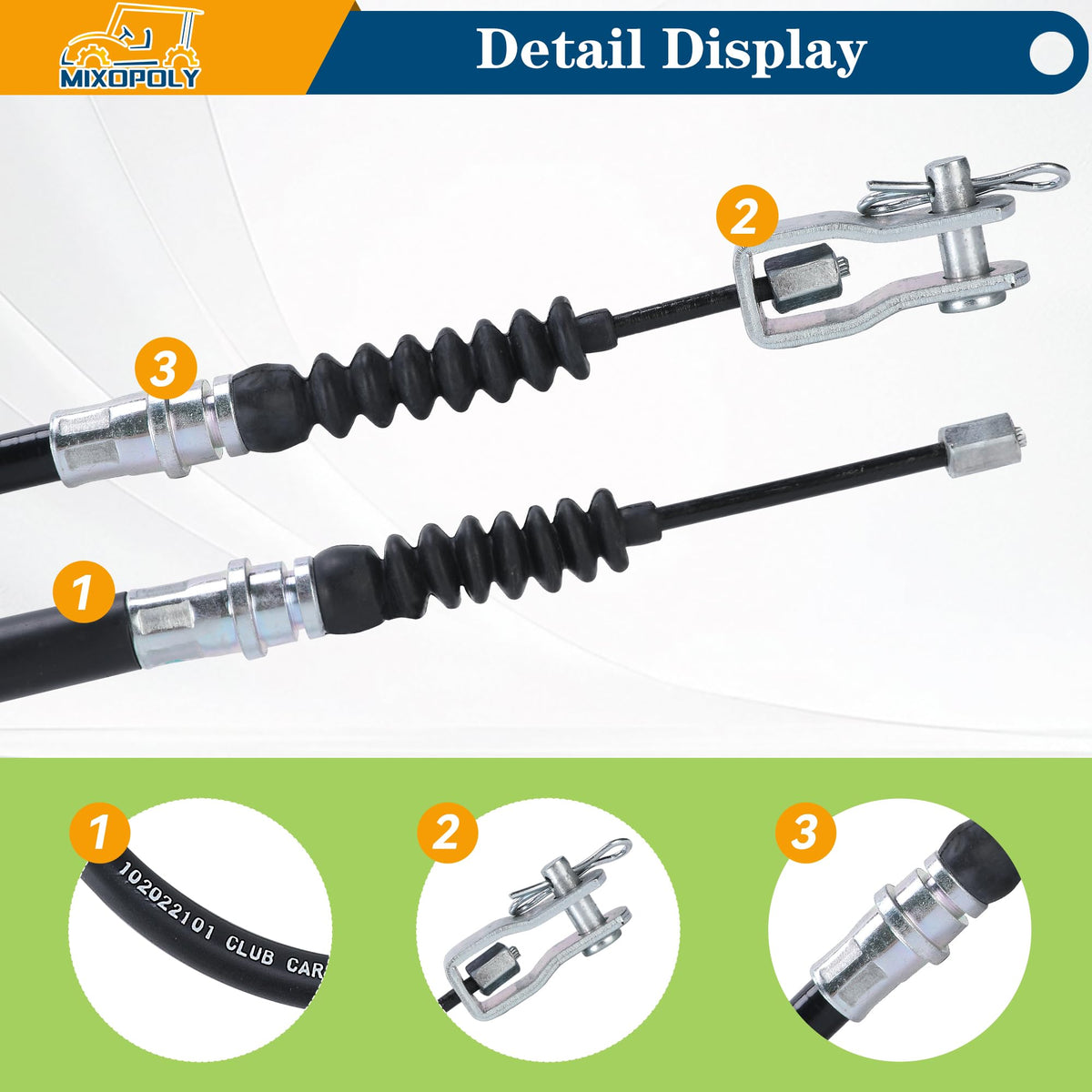Mixopoly 42-inch stainless steel core brake cables for durable performance.