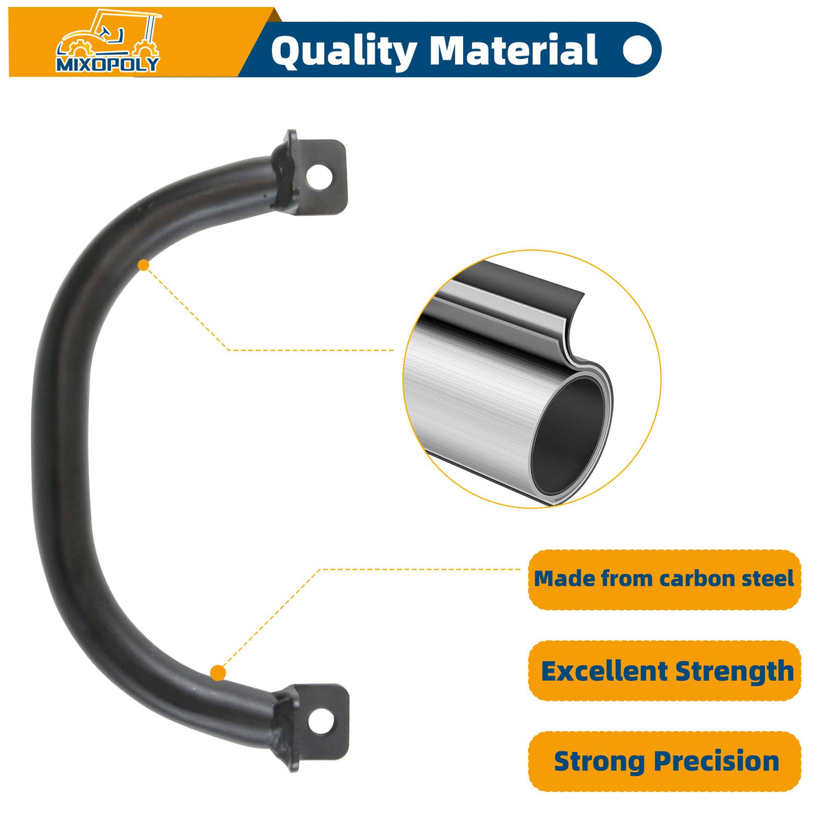 Mixopoly alloy steel grip close-up shows durable construction.