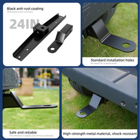 Mixopoly anti-rust coated finish extends life of the hitch under outdoor use.