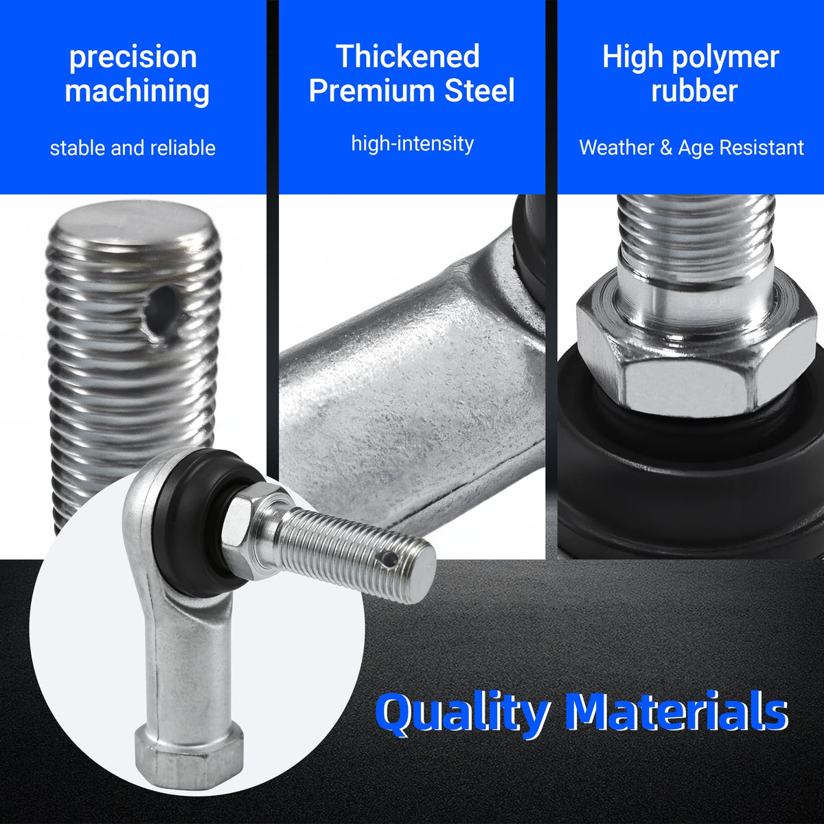 Mixopoly ball joint components with high-quality materials delivering stability on varied terrain
