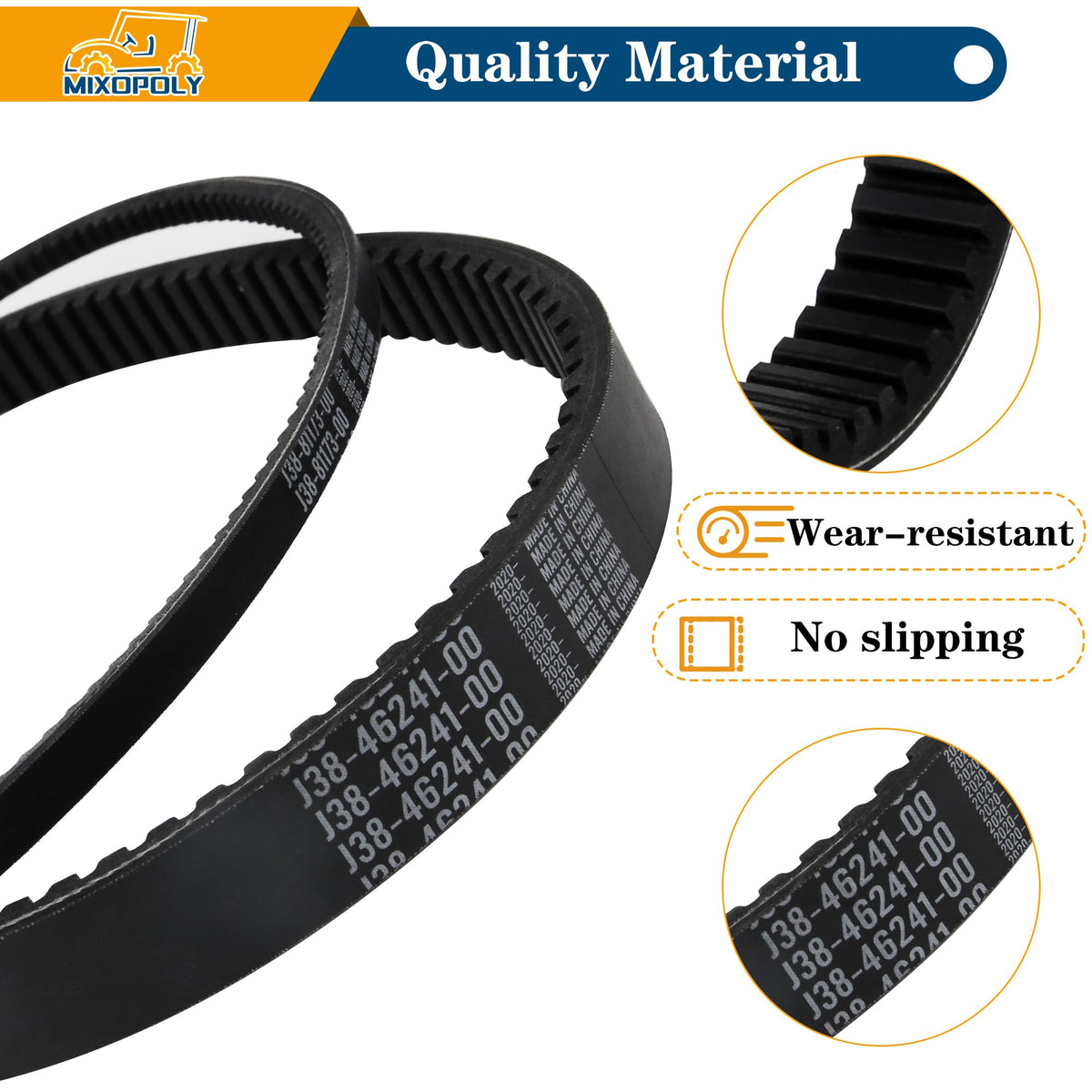 Mixopoly belt kit labels highlight OEM references for quick verification