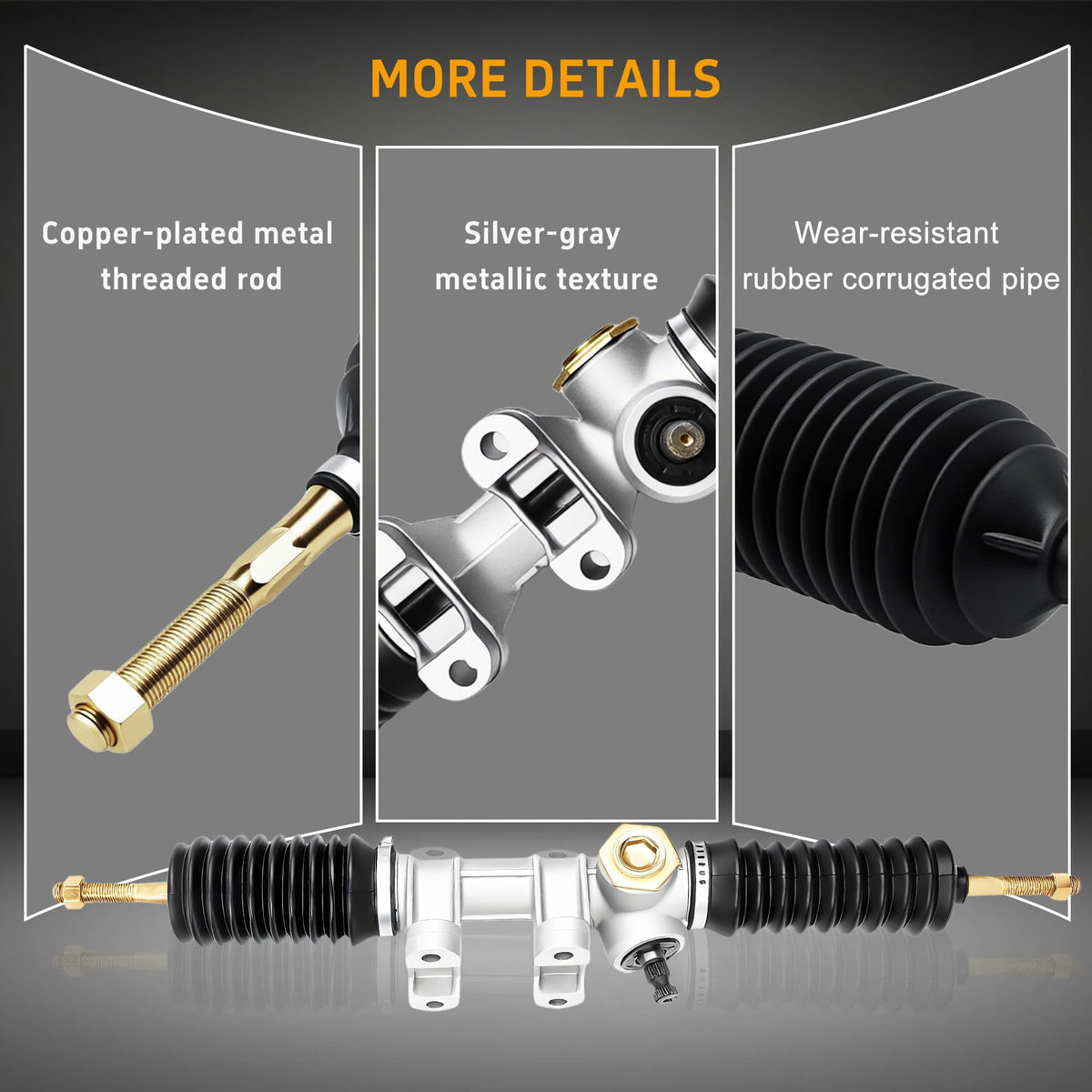 Mixopoly bolt-on steering assembly improves handling stability during tight turns.
