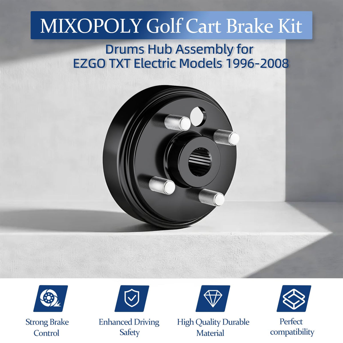 Mixopoly brake drum center hole 3/4 inch, 24-tooth spline for precise alignment.