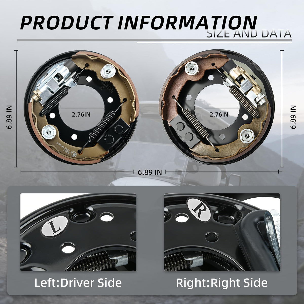 Mixopoly brake kit components laid out for Yamaha EZGO compatibility.