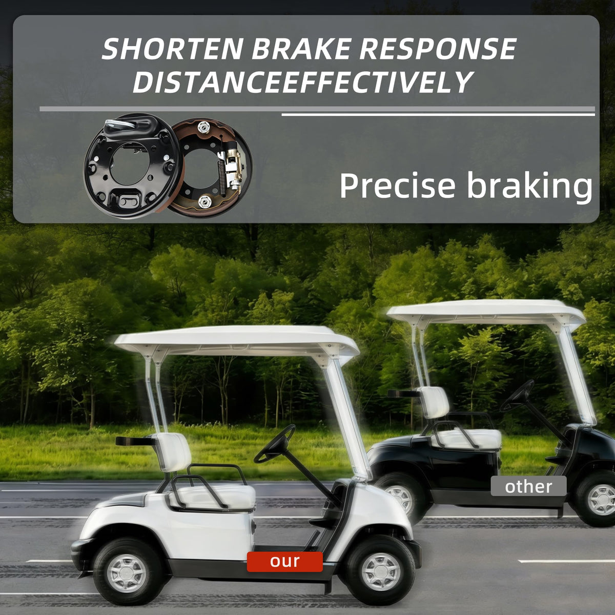 Mixopoly brake shoes close-up with quality friction material.