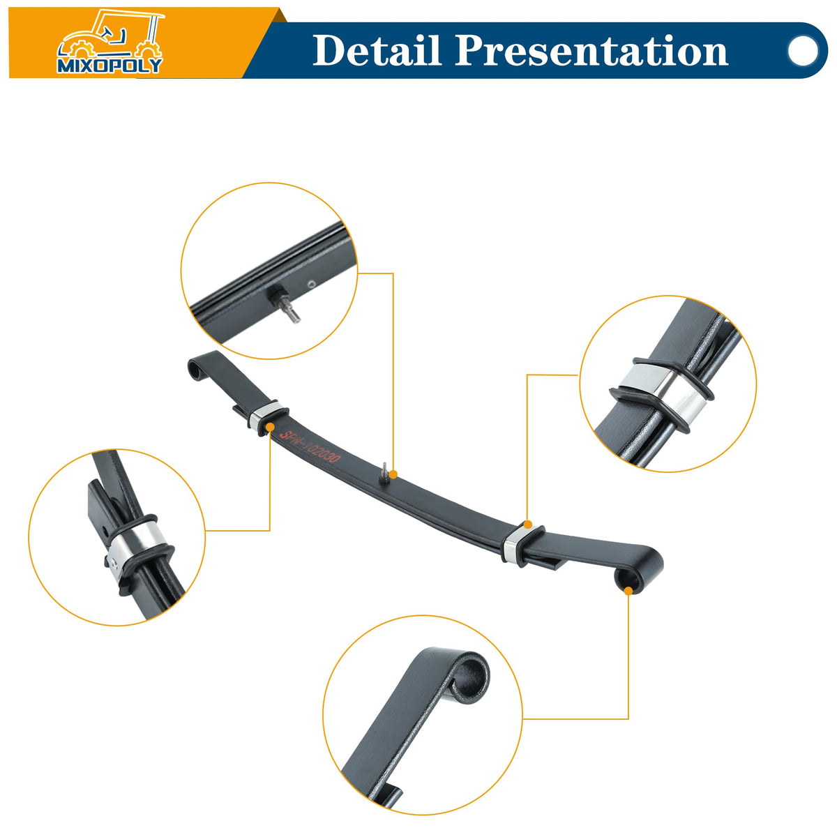 Mixopoly carbon steel spring with anti-corrosion coating for long life.