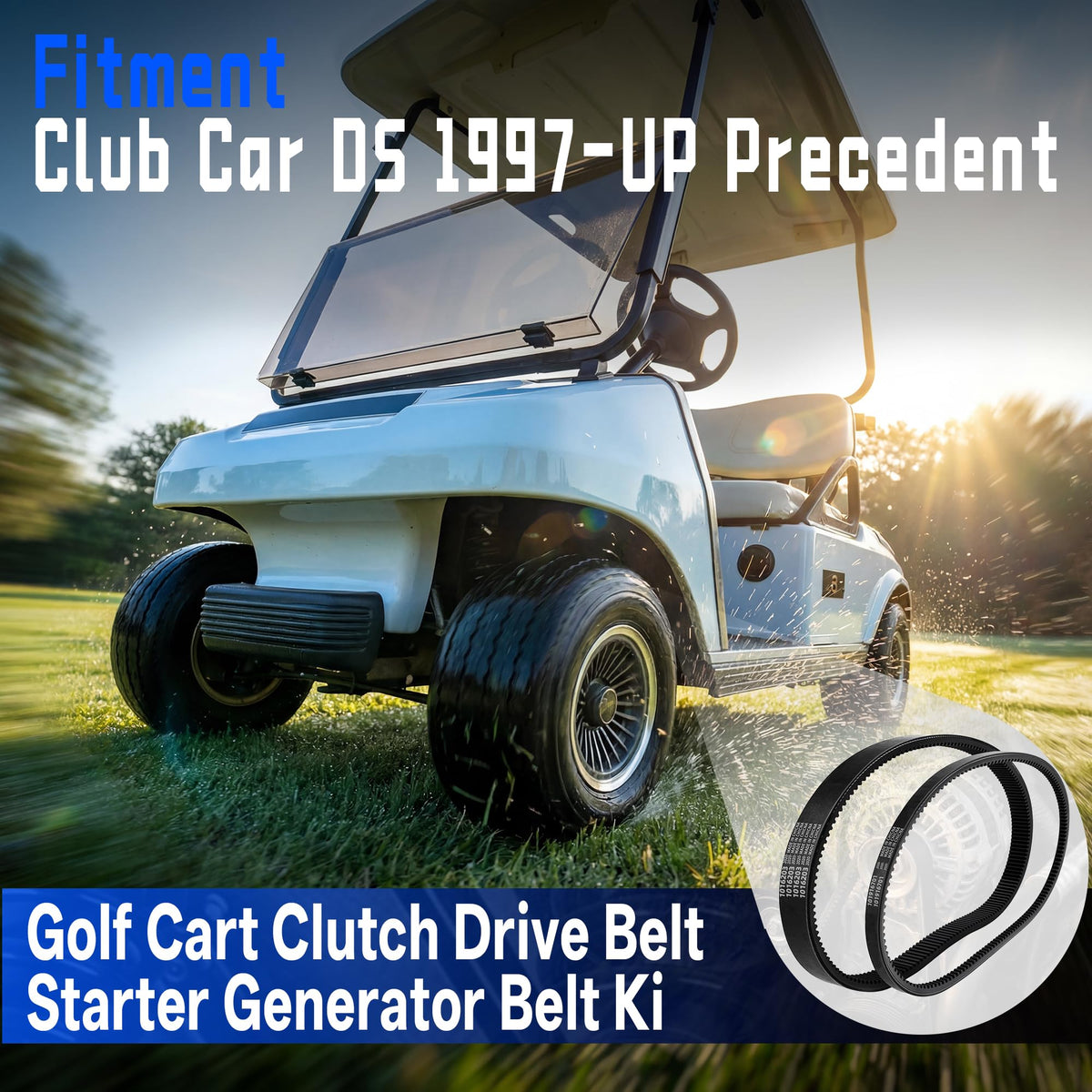 Mixopoly Club Car DS belt on pulley illustrating proper alignment and fit.