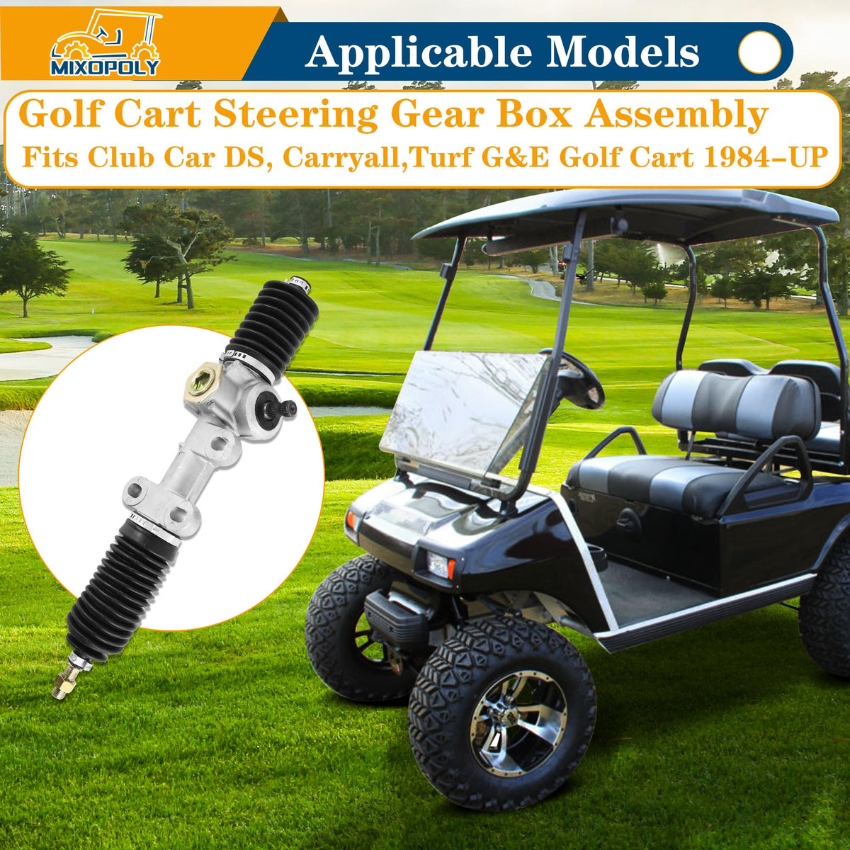 Mixopoly Club Car DS compatible steering rack ensures smooth handling.