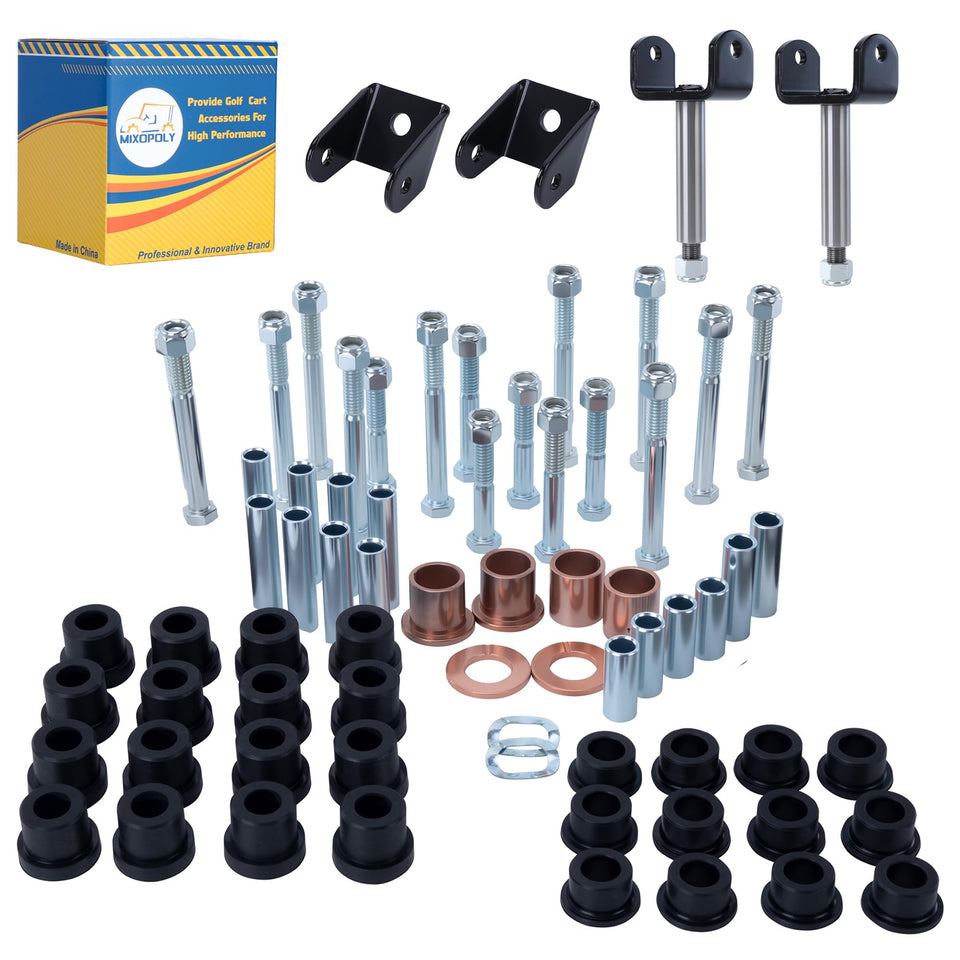 Mixopoly deluxe front and rear end bushing kit for Club Car DS, enhances ride stability.
