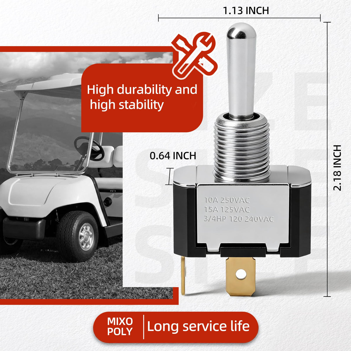Mixopoly durable materials ensure long-lasting performance on electric golf carts.