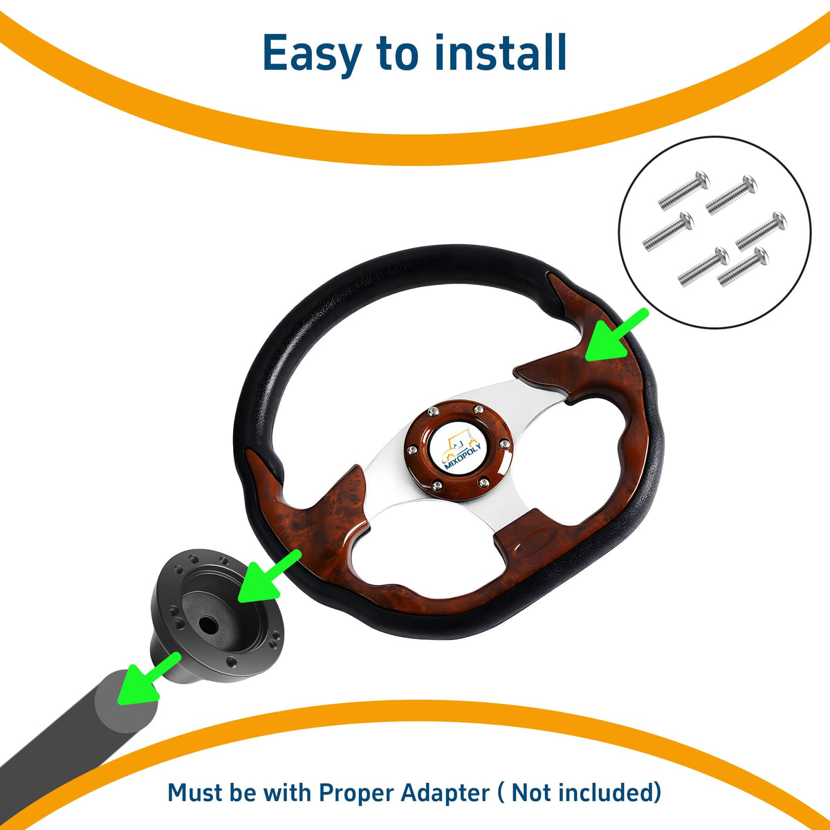 Hardware bundle: screws and installation wrench included with wheel