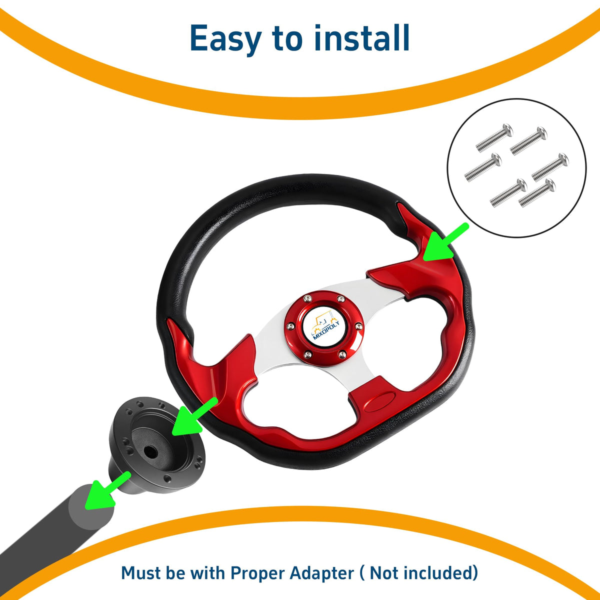 Easy installation with included screws and wrench; hub adapter required