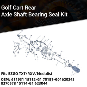 Mixopoly EZGO Medalist rear axle kit ready for installation and reliability