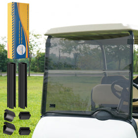 Mixopoly EZGO RXV windshield foldable design for versatile protection against wind and debris.