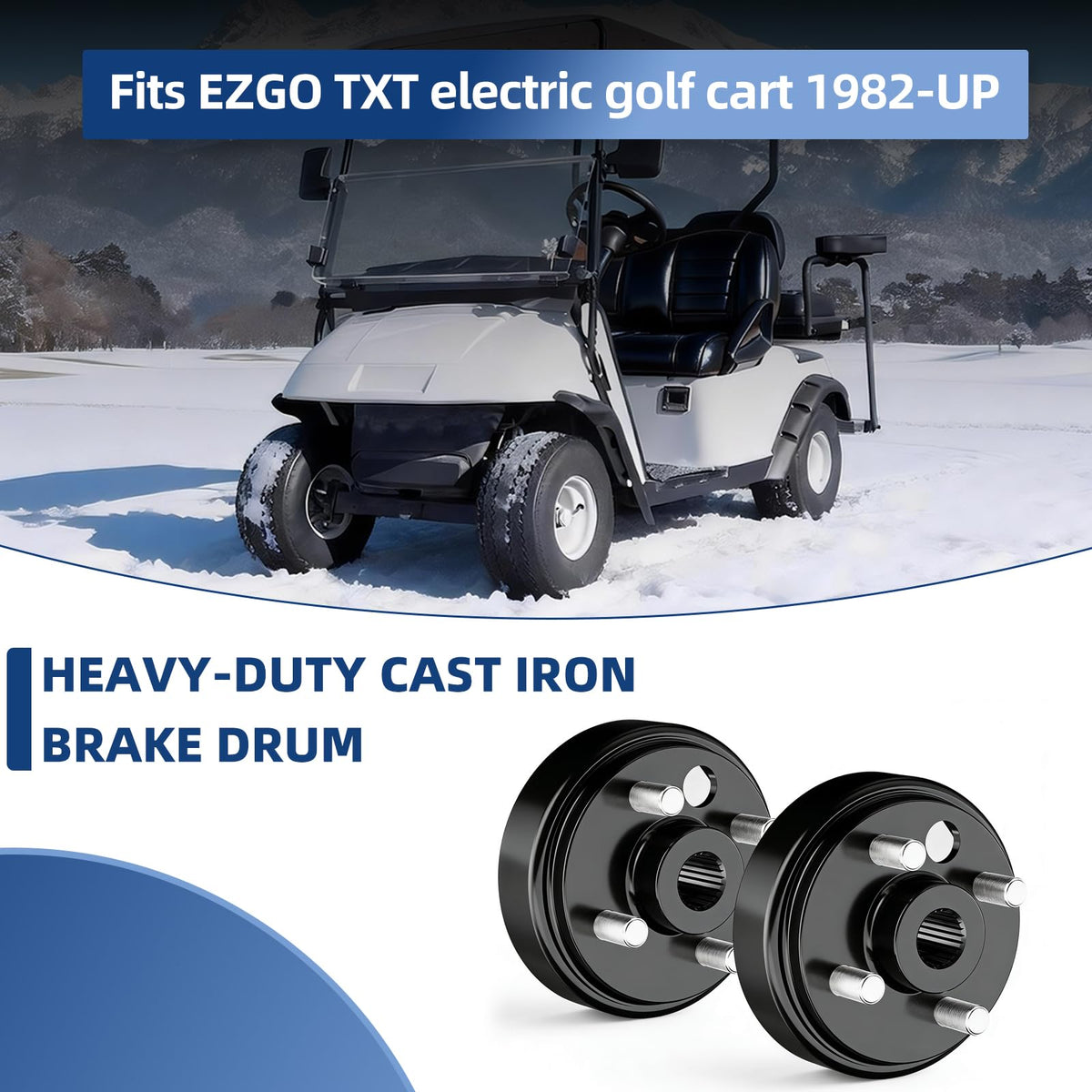 Mixopoly EZGO TXT brake drum assembly compatibility with 1982-UP models.