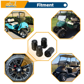 Mixopoly EZGO TXT RXV and Club Car DS Precedent lug nuts demonstrating compatibility