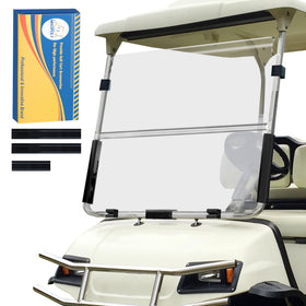 Mixopoly foldable windshield for Yamaha G22 provides wind protection on the course