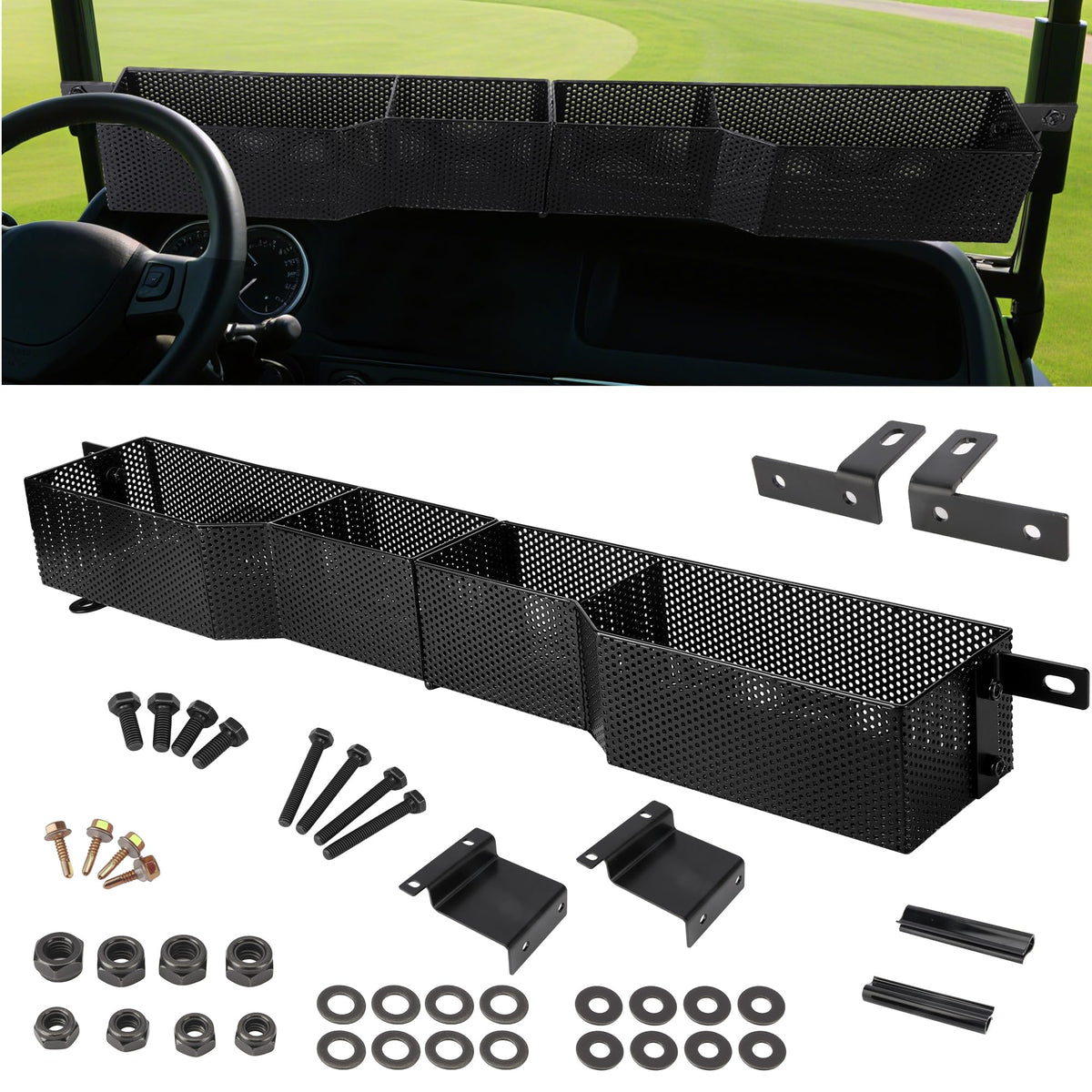 Mixopoly front inner basket on EZGO TXT RXV showing organized storage