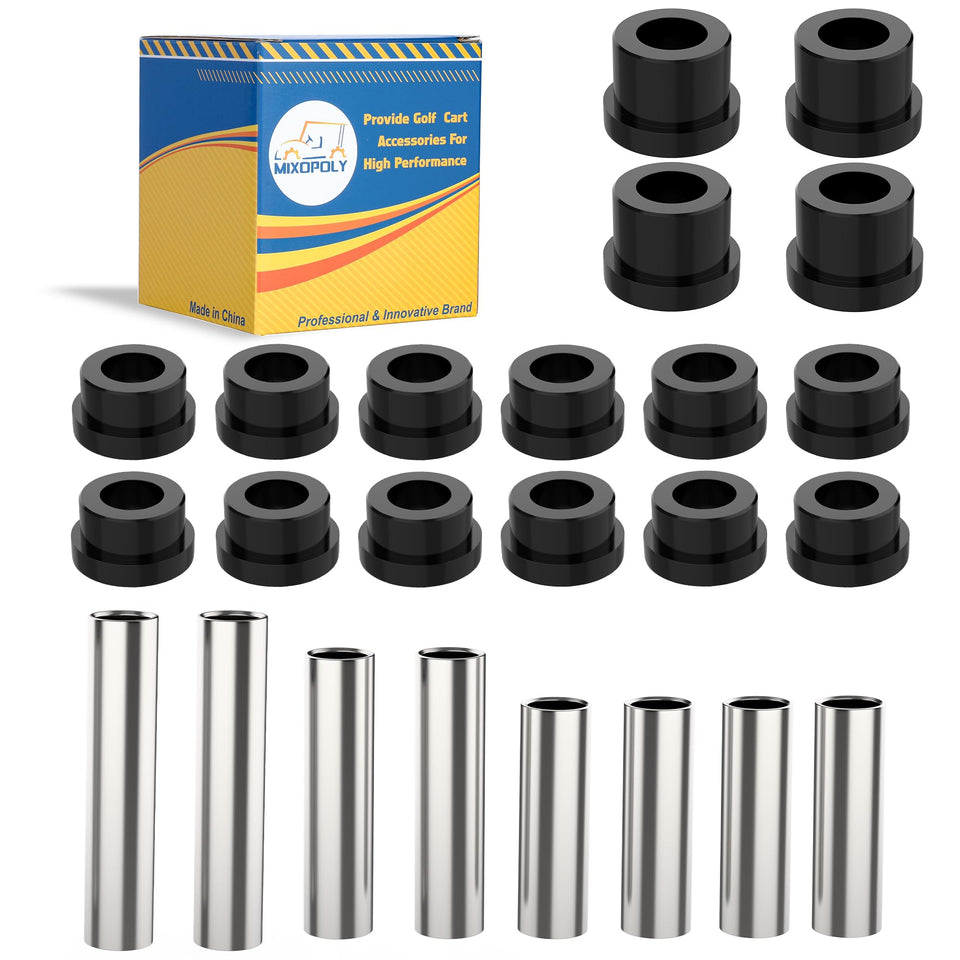 Mixopoly front leaf spring bushing kit enhances ride stability on Club Car DS 1992-up.