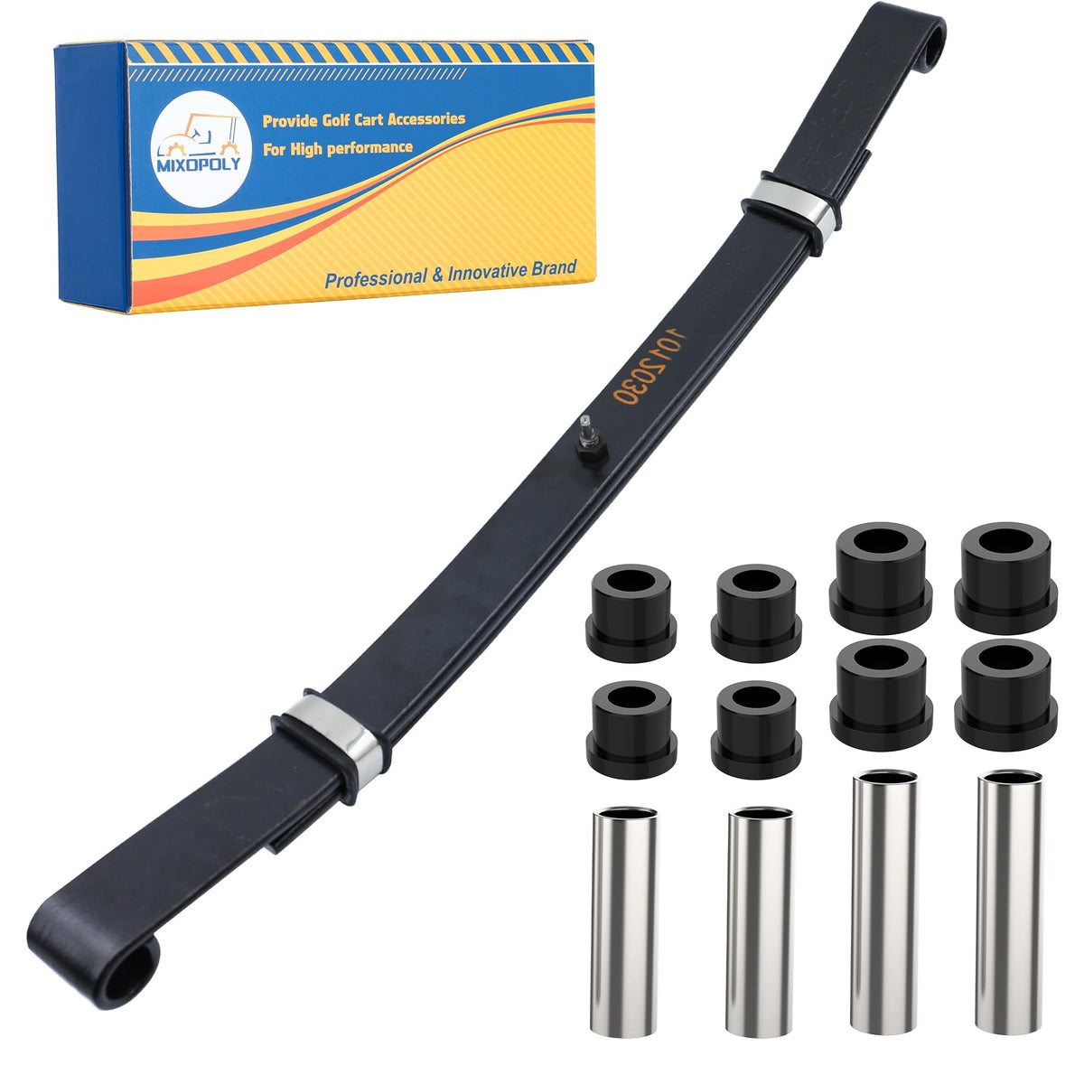 Mixopoly front leaf spring kit for Club Car DS/Precedent improves ride stability.
