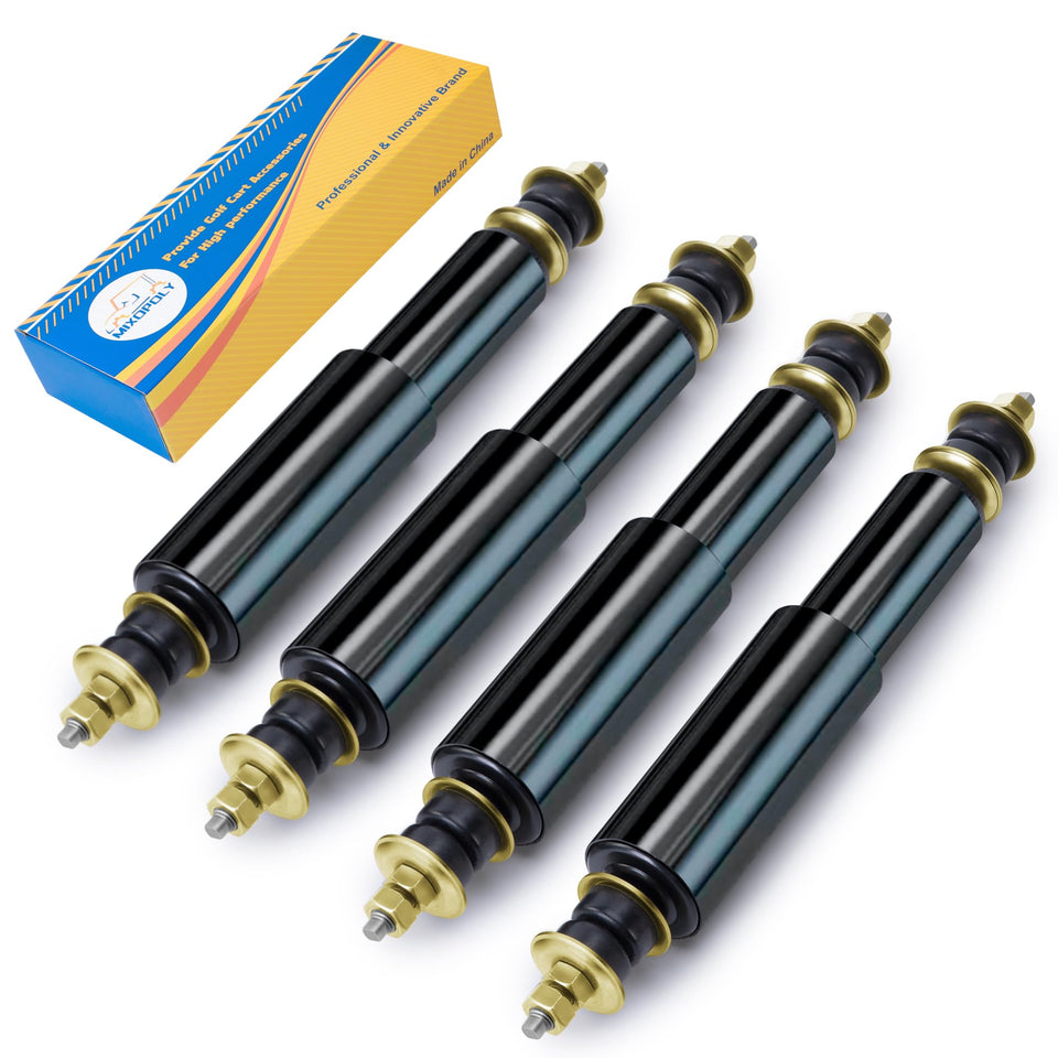 Mixopoly front and rear shocks installed on EZGO TXT Medalist, improving stability on uneven ground.