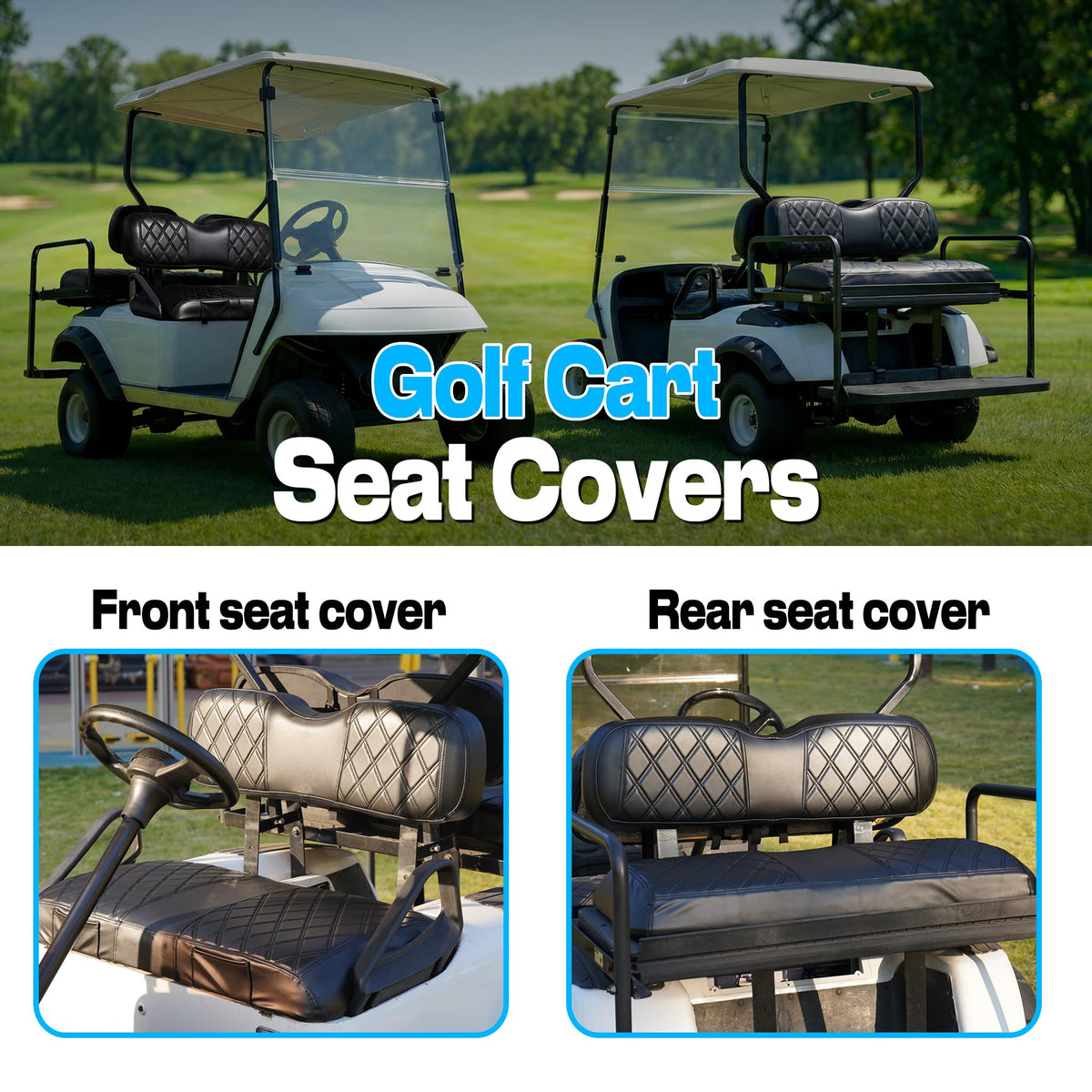 Mixopoly EZGO TXT front seat back cover diamond adds durable style to the cockpit.