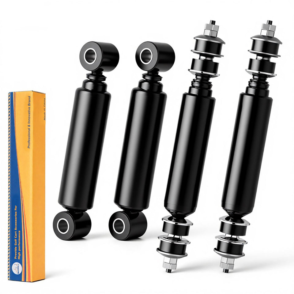 Mixopoly front shock absorber for Club Car DS improves ride comfort on rough surfaces