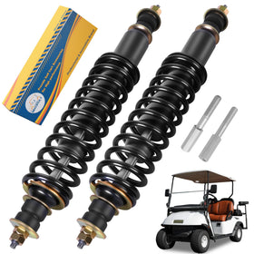 Mixopoly front shock absorber for EZGO TXT improves ride stability on rough terrain.