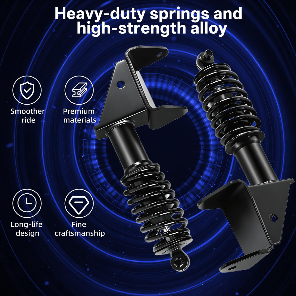 Mixopoly front shock absorber materials and craftsmanship for durability