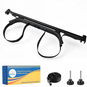 Mixopoly golf bag holder bracket with no-drill install on Club Car rear seat.