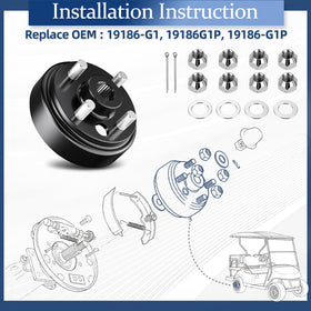 Mixopoly brake drum hub assembly on EZGO TXT driver side for balanced wear.