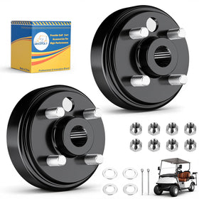 Mixopoly brake drum hub assembly on EZGO TXT passenger side for reliable braking.
