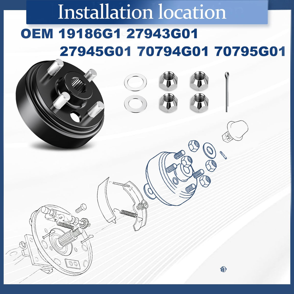 Mixopoly brake kit drum driver-side for EZGO TXT, reliable stopping