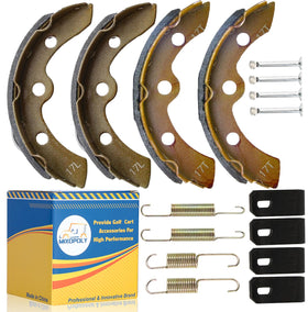 Mixopoly golf cart brake shoes close-up with wear-resistant surfaces