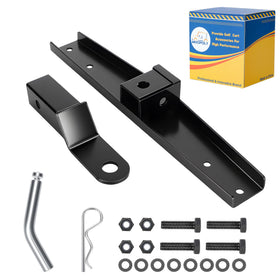 Mixopoly golf cart hitch for EZGO TXT assembly demonstrates easy, secure installation.