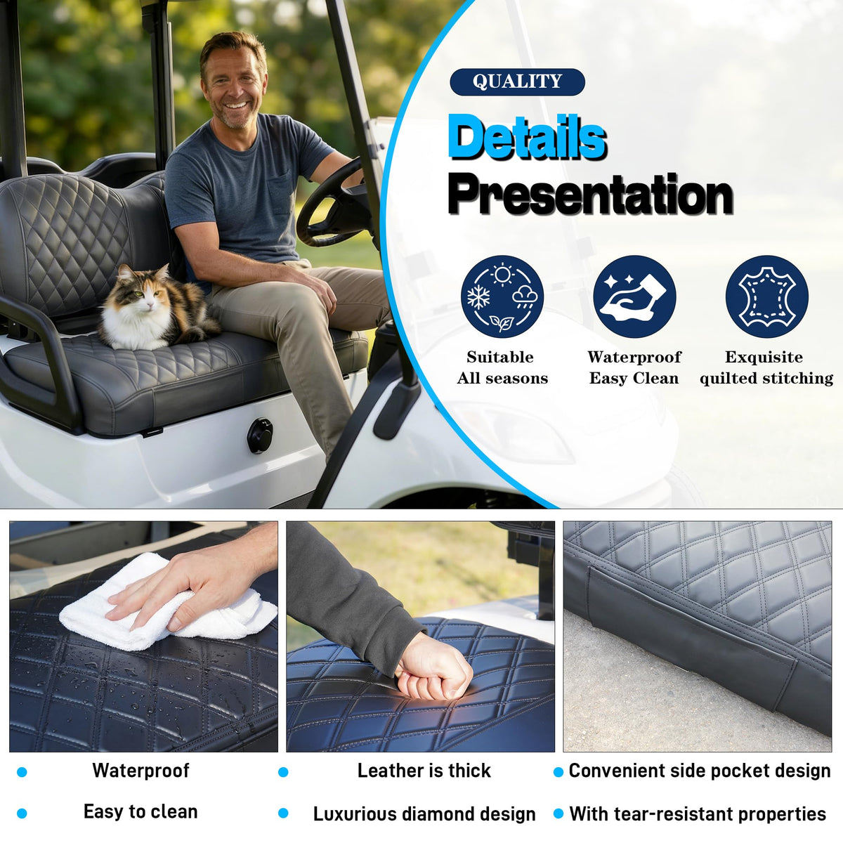 Mixopoly rear seat back cover protects the rear cushion with durable diamond texture.
