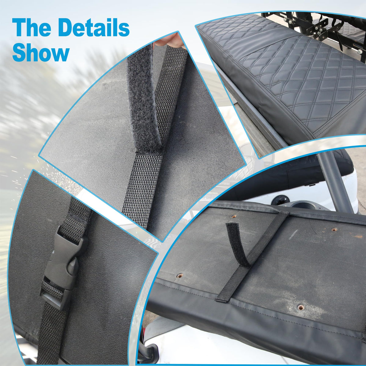 Mixopoly rear seat cover with diamond pattern for interior durability.