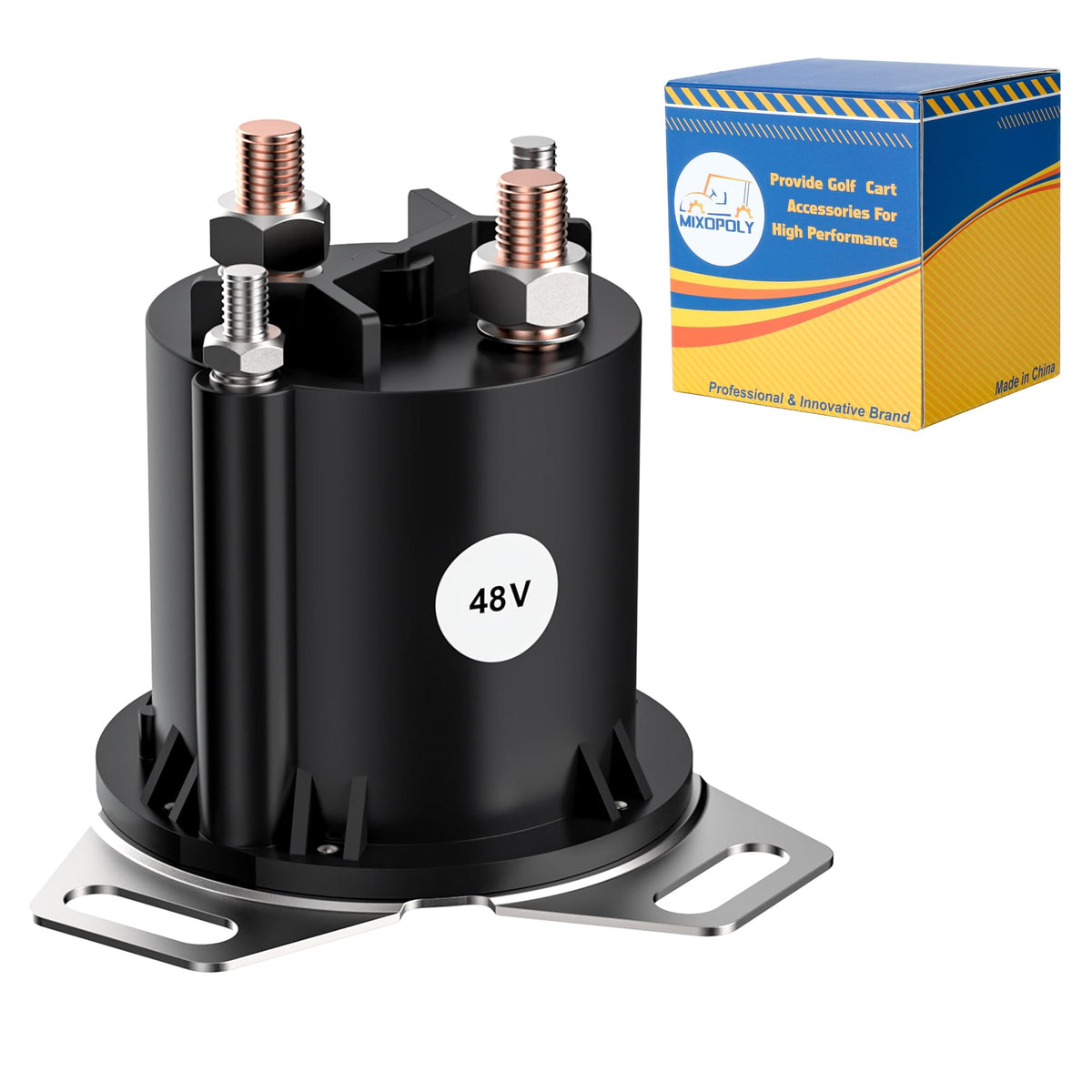 Mixopoly 48V four-terminal solenoid assembly for EZGO RXV reliability