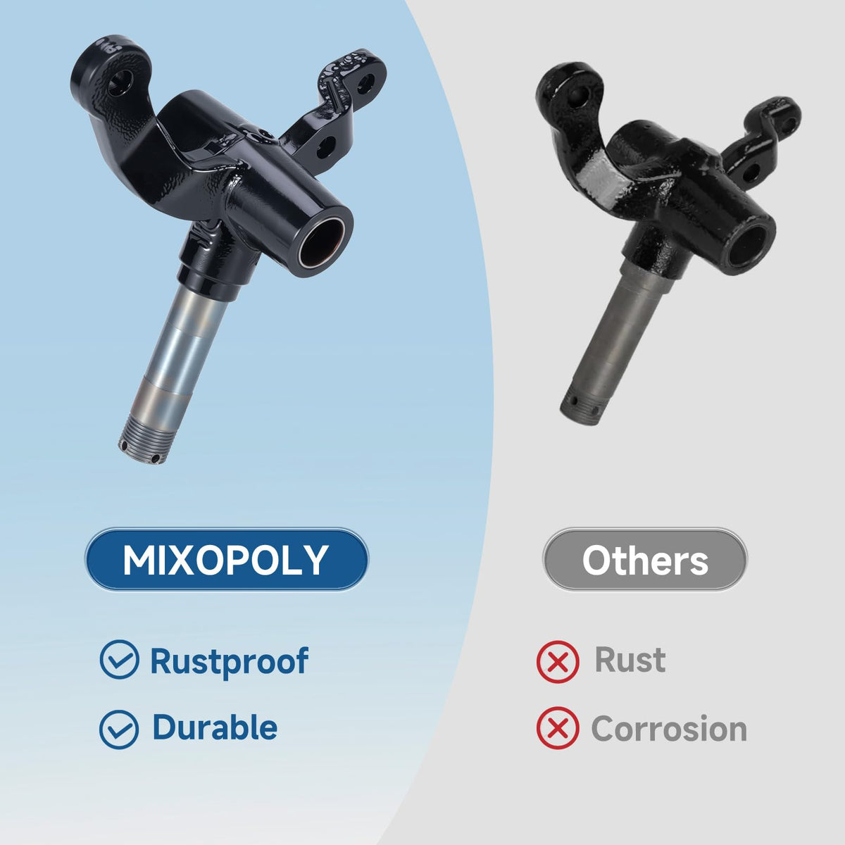 Mixopoly golf cart spindle driver side for EZGO TXT delivers smoother steering and control