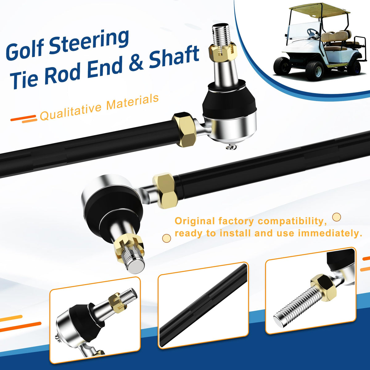 Mixopoly golf cart steering assembly with premium metal components for improved feel.