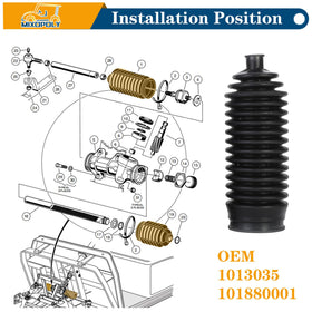 Mixopoly Golf Cart Steering Bellow short boot on driver side shields gears from debris
