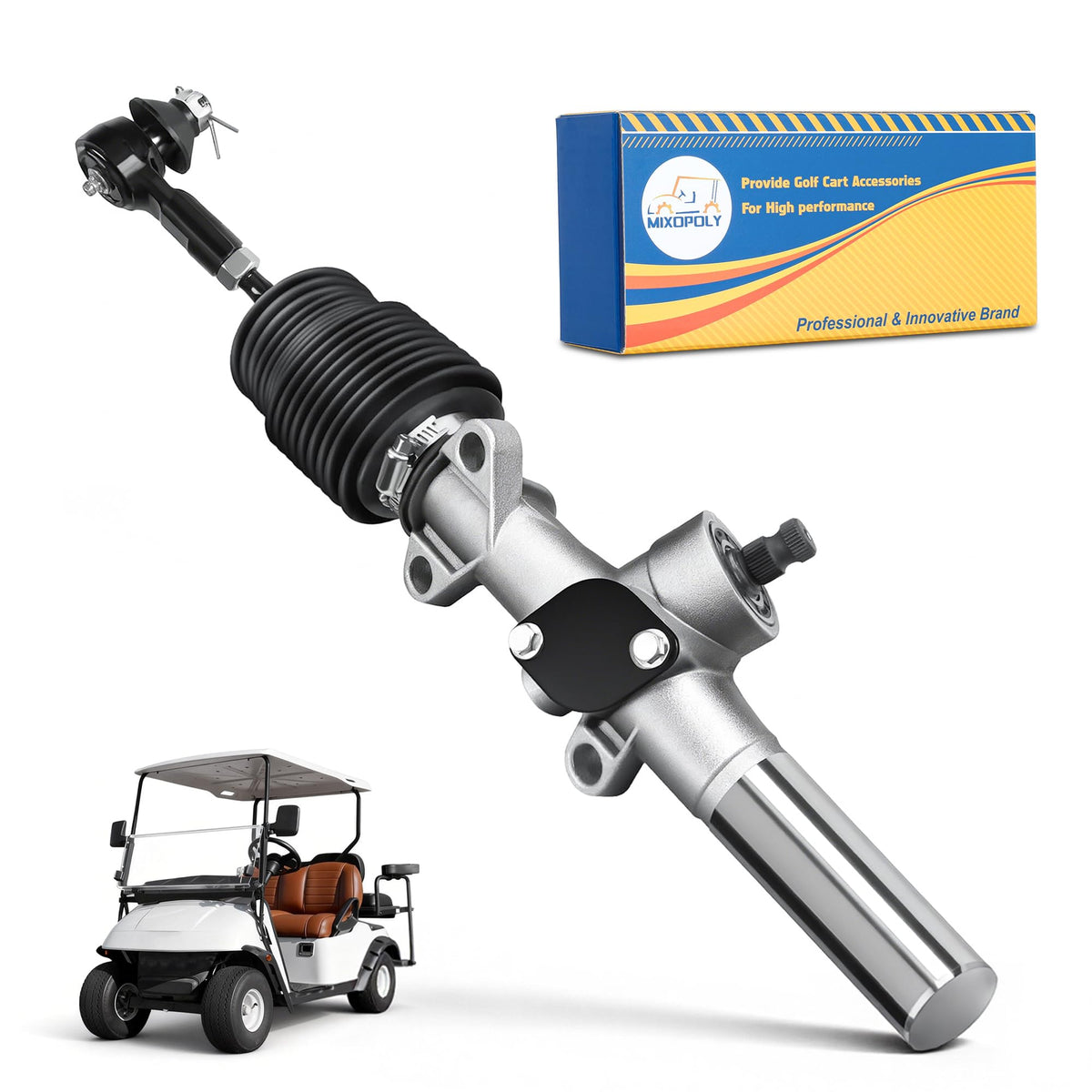 Mixopoly golf cart steering gear box assembly for EZGO TXT improves steering control.