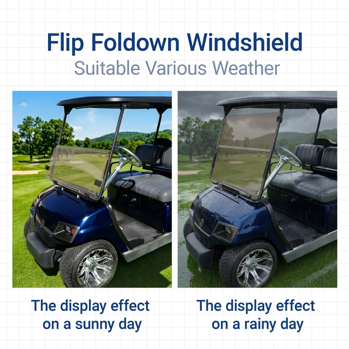 Mixopoly windshield folded view demonstrates compact storage and flexibility.