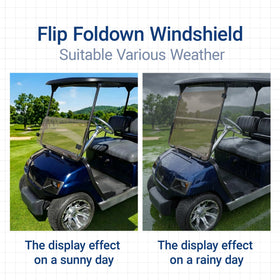 Mixopoly windshield folded view demonstrates compact storage and flexibility.